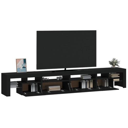 Tv-skab med LED-lys 260x36,5x40 cm sort