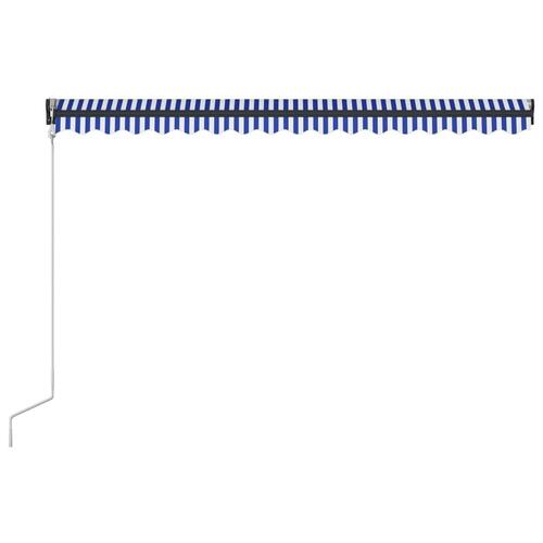 Markise med vindsensor og LED 300x250 cm blå og hvid