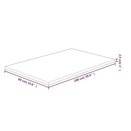 Bordplade til badeværelse 100x60x2,5 cm ubehandlet massivt eg