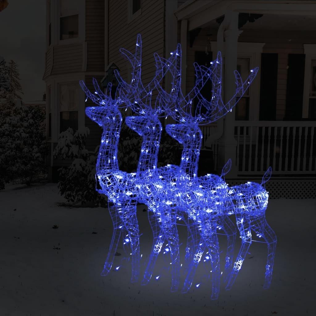 Julerensdyr 3 stk. 120 cm akryl blå lys