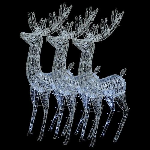Julerensdyr 3 stk. 180 cm 250 LED'er akryl koldt hvidt lys