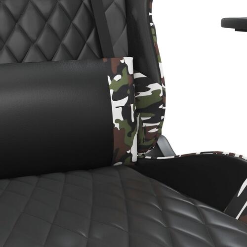 Gamingstol m. massage og fodstøtte kunstlæder sort camouflage
