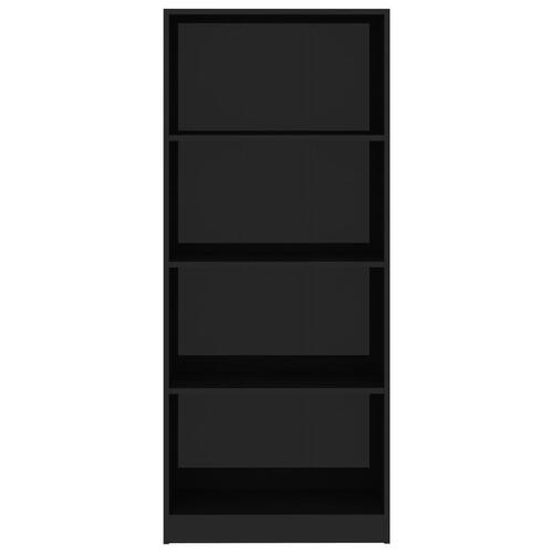 Bogreol med 4 hylder 60 x 24 x 142 cm spånplade sort højglans