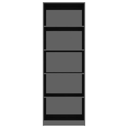 Bogreol med 5 hylder 60 x 24 x 175 cm spånplade sort højglans