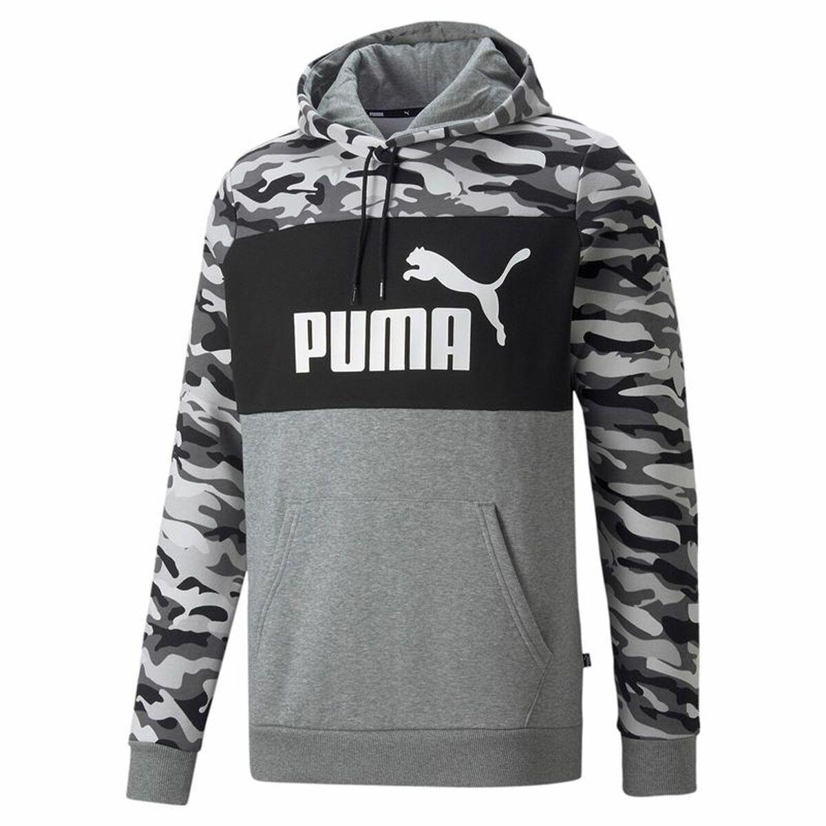 Hættetrøje til Mænd Puma ESS Camo Sort Grå Hvid Camouflage M