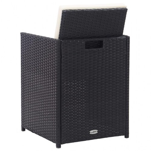 Udendørs spisebordssæt 15 dele med hynder polyrattan sort