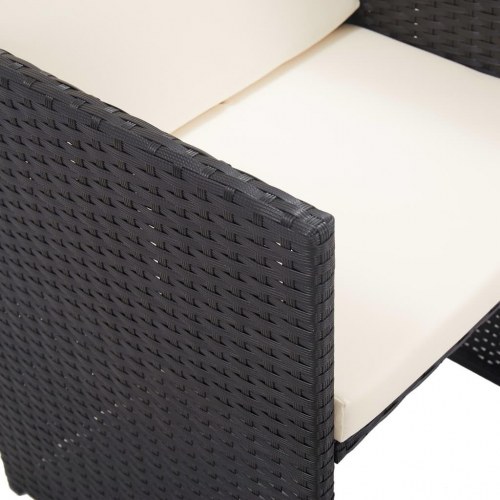 Udendørs spisebordssæt 15 dele med hynder polyrattan sort