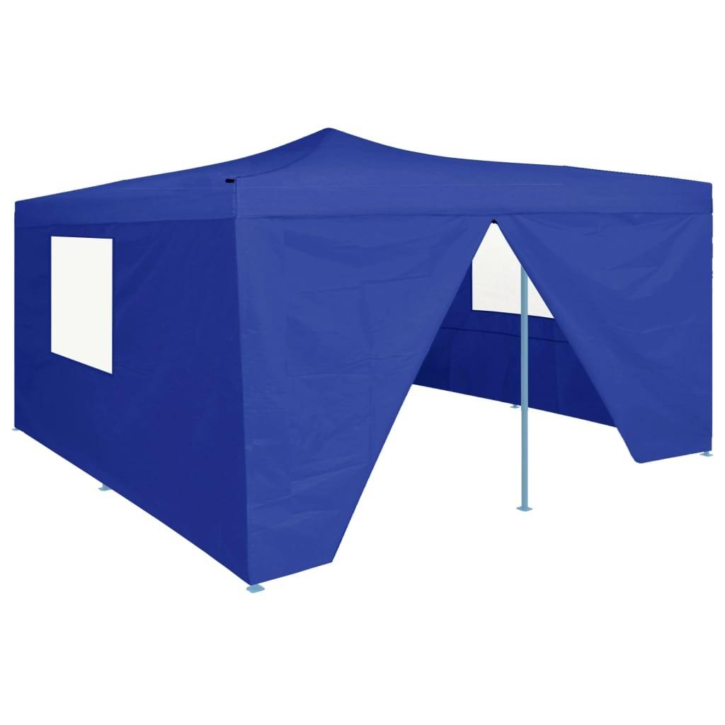 Foldbar pavillon med 4 sidevægge 5x5 m blå