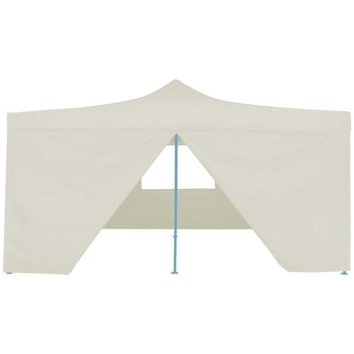 Foldbar pavillon med 4 vægge 5x5 m cremefarvet