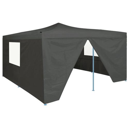 Foldbar pavillon med 4 sidevægge 5x5 m antracitgrå