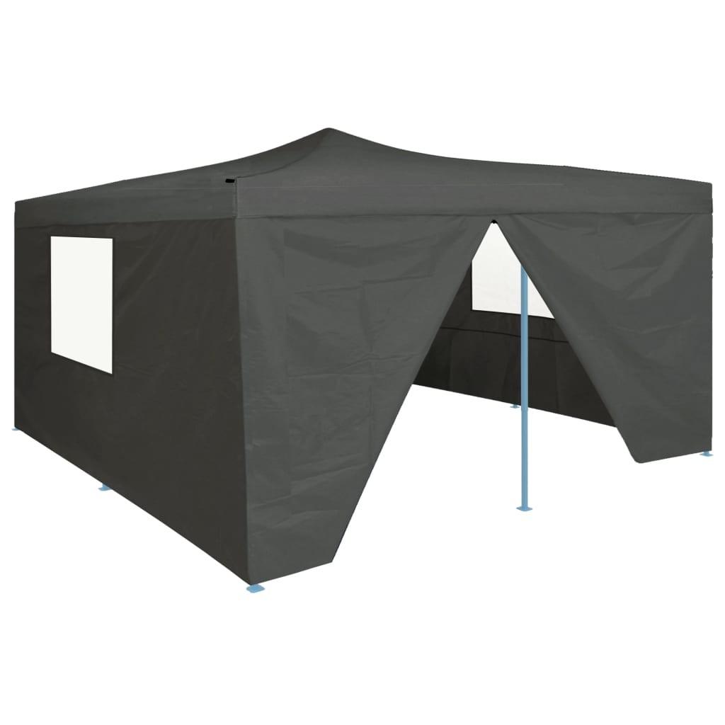 Foldbar pavillon med 4 sidevægge 5x5 m antracitgrå