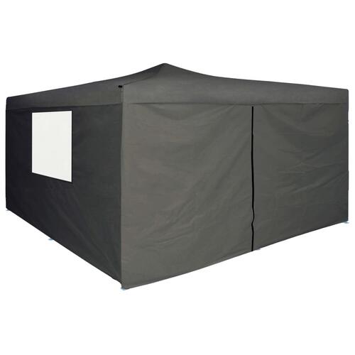 Foldbar pavillon med 4 sidevægge 5x5 m antracitgrå