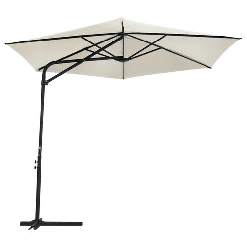 Udendørs parasol med stålstang 300 cm sandhvid