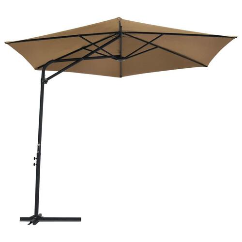 Udendørs parasol med stålstang 300 cm gråbrun