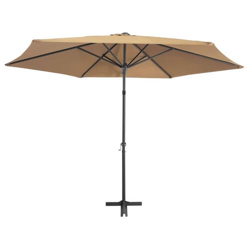 Udendørs parasol med stålstang 300 cm gråbrun