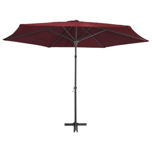 Udendørs parasol med stålstang 300 cm bordeauxrød
