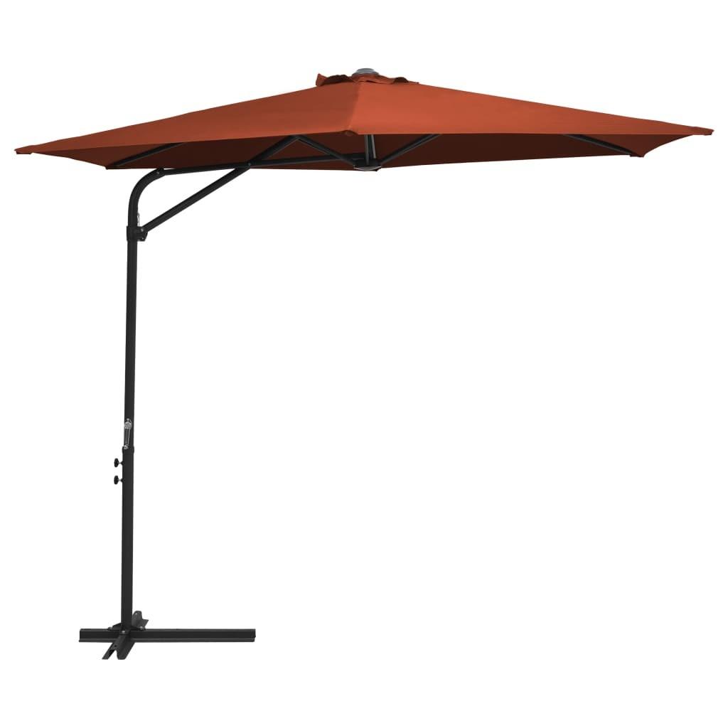 Udendørs parasol med stålstang 300 cm terracottafarvet
