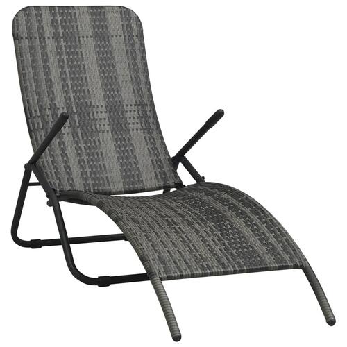 Foldbar liggestol polyrattan grå