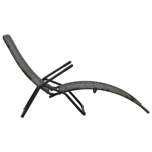 Foldbar liggestol polyrattan grå
