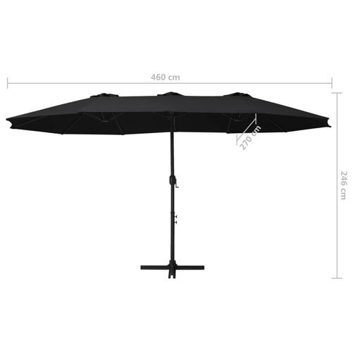 Udendørs parasol med aluminiumsstang 460 x 270 cm sort
