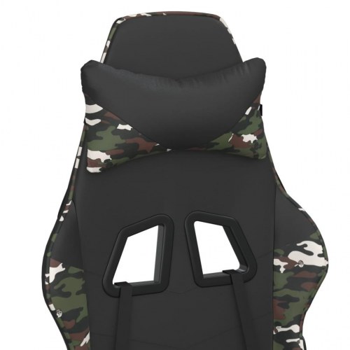 Gamingstol med fodstøtte i kunstlæder - sort og camouflage