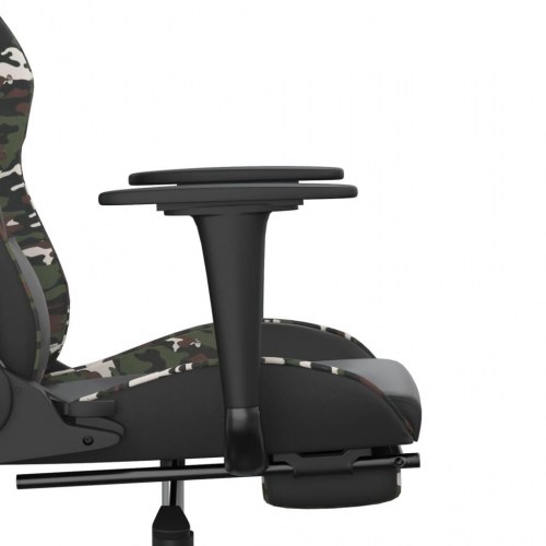 Gamingstol med fodstøtte i kunstlæder - sort og camouflage