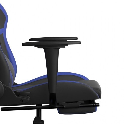 Gamingstol med fodstøtte i kunstlæder - sort og blå