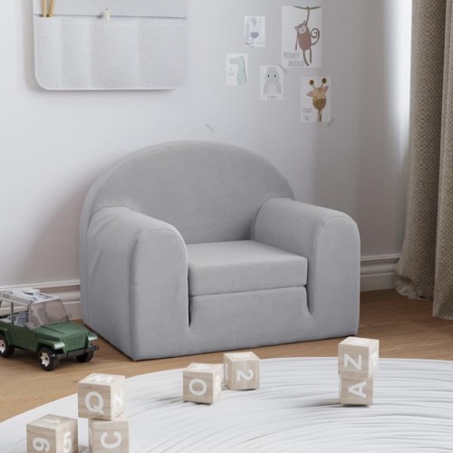 Sofaseng til børn blødt plys lysegrå