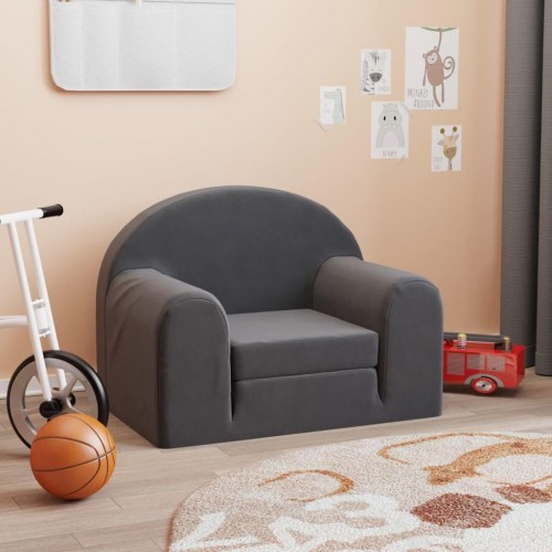 Sofaseng til børn i blødt plys - antracitgrå