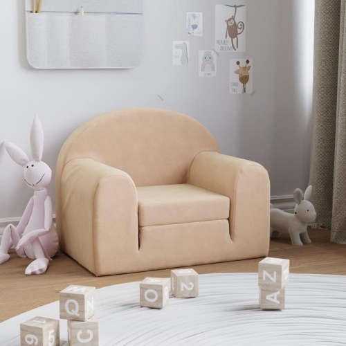 Sofaseng til børn blødt plys cremefarvet