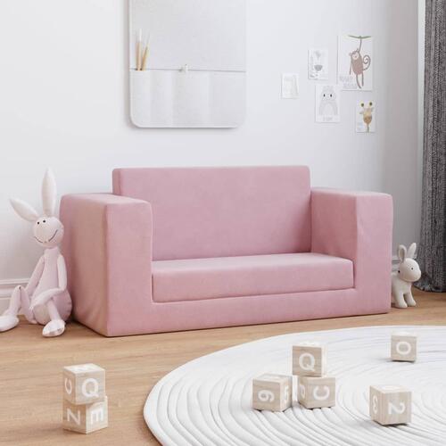 2-personers sofa til børn blødt plys pink