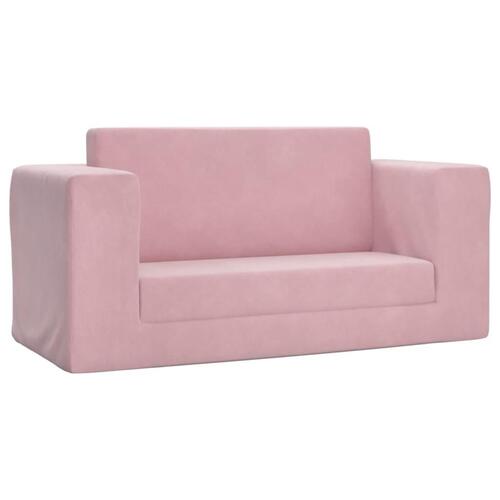 2-personers sofa til børn blødt plys pink