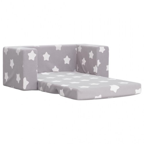 2-personers sofaseng til børn blødt plys stjernemønster lysegrå