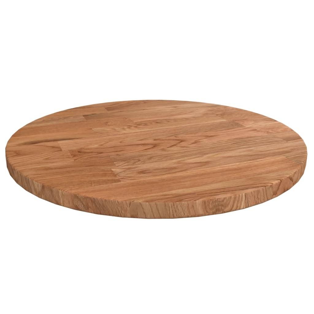Rund bordplade Ø30x1,5 cm behandlet massivt egetræ lysebrun