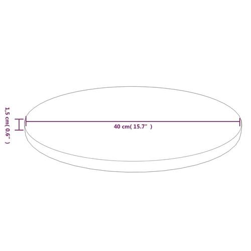 Rund bordplade Ø40x1,5 cm behandlet massivt egetræ lysebrun