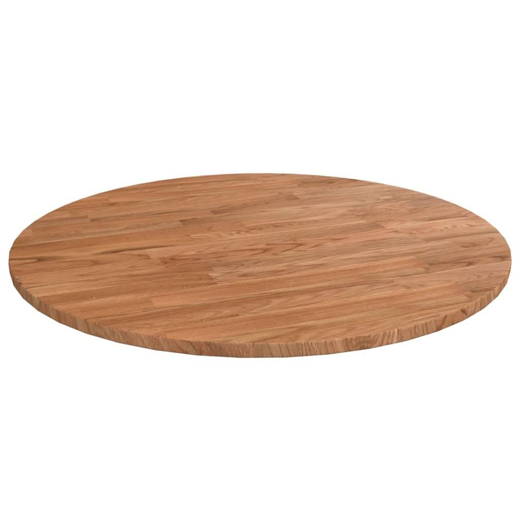 Rund bordplade Ø50x1,5 cm behandlet massivt egetræ lysebrun