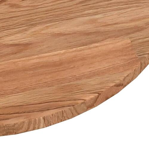 Rund bordplade Ø50x1,5 cm behandlet massivt egetræ lysebrun