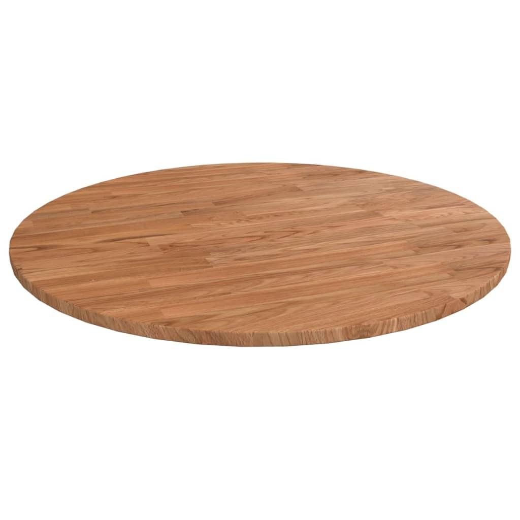 Rund bordplade Ø60x1,5 cm behandlet massivt egetræ lysebrun