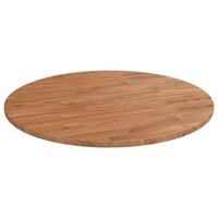 Rund bordplade Ø90x1,5 cm behandlet massivt egetræ lysebrun