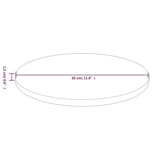 Rund bordplade Ø30x1,5 cm behandlet massivt egetræ mørkebrun