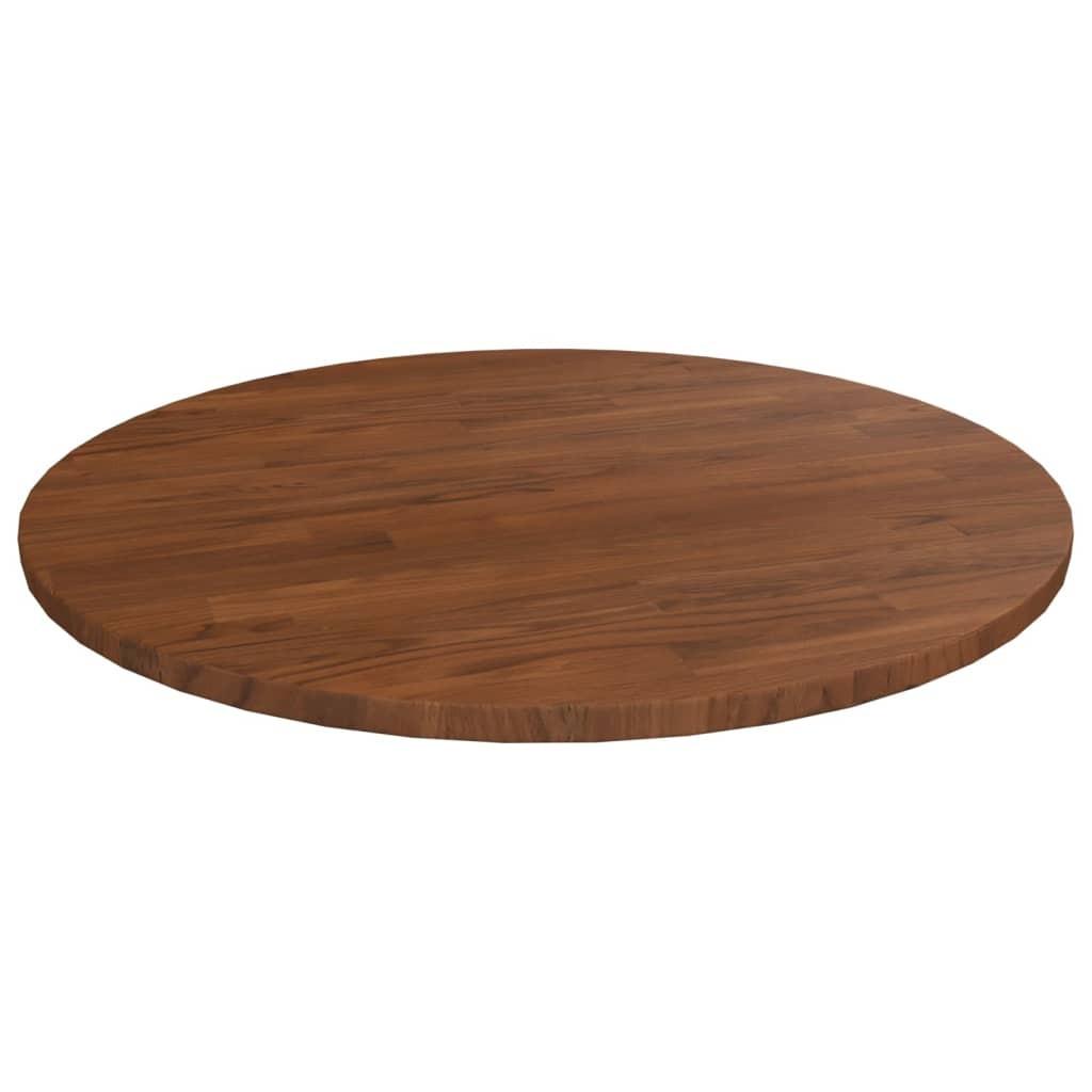 Rund bordplade Ø50x1,5 cm behandlet massivt egetræ mørkebrun