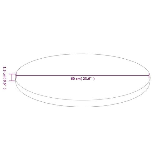 Rund bordplade Ø60x1,5 cm behandlet massivt egetræ mørkebrun