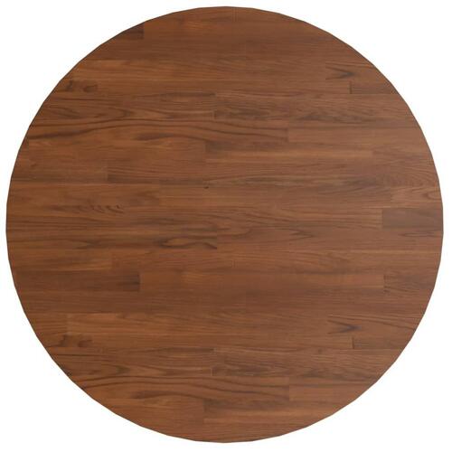 Rund bordplade Ø70x1,5 cm behandlet massivt egetræ mørkebrun