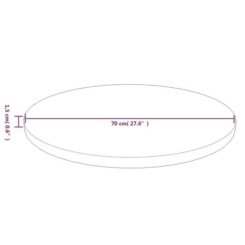 Rund bordplade Ø70x1,5 cm behandlet massivt egetræ mørkebrun