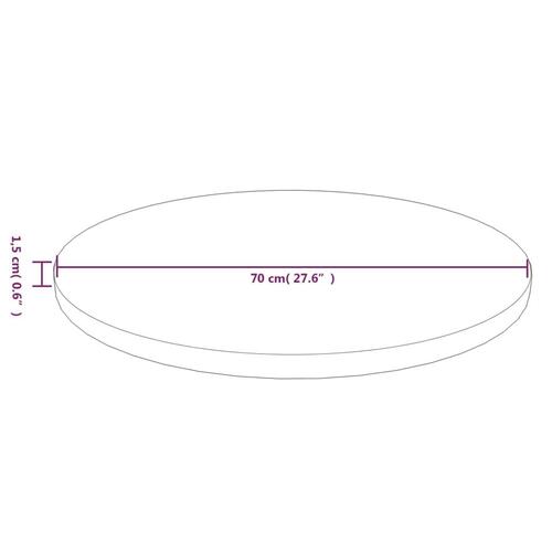 Rund bordplade Ø70x1,5 cm behandlet massivt egetræ mørkebrun