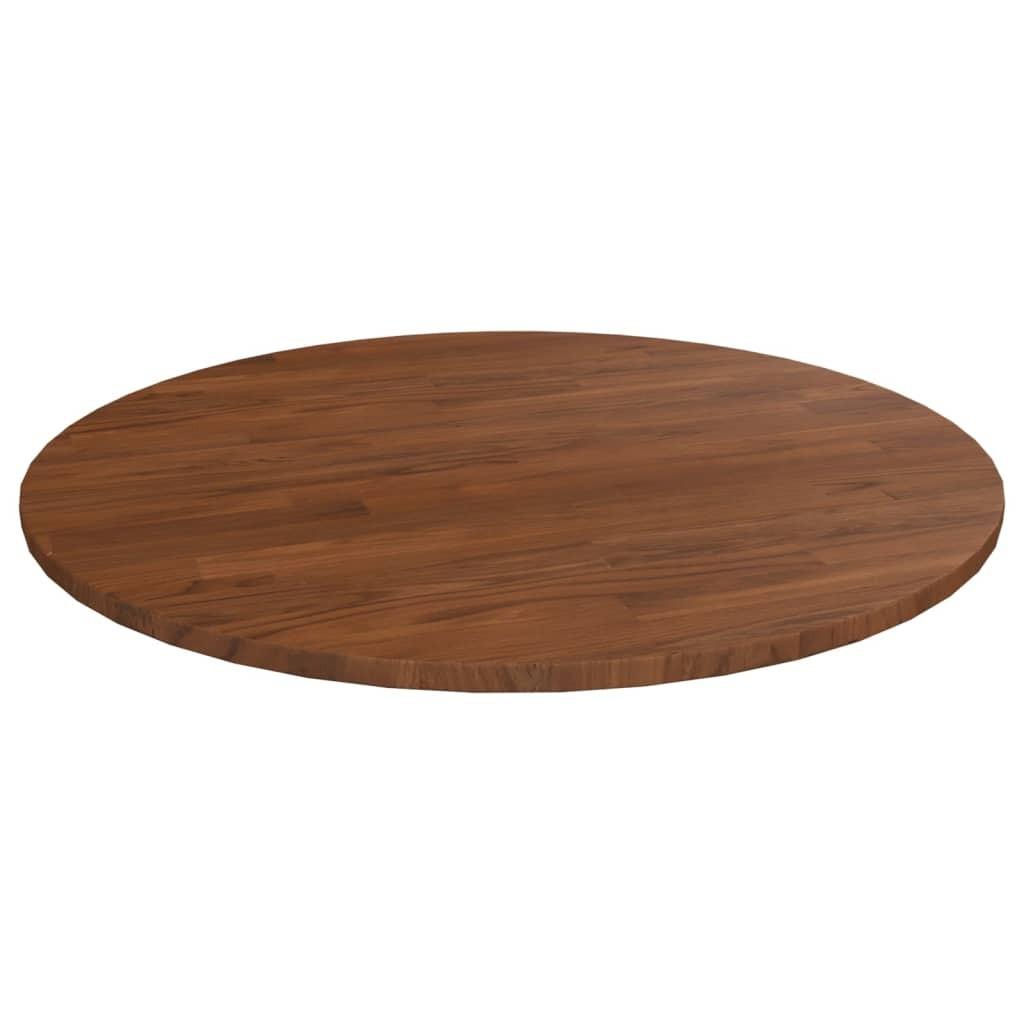 Rund bordplade Ø80x1,5 cm behandlet massivt egetræ mørkebrun