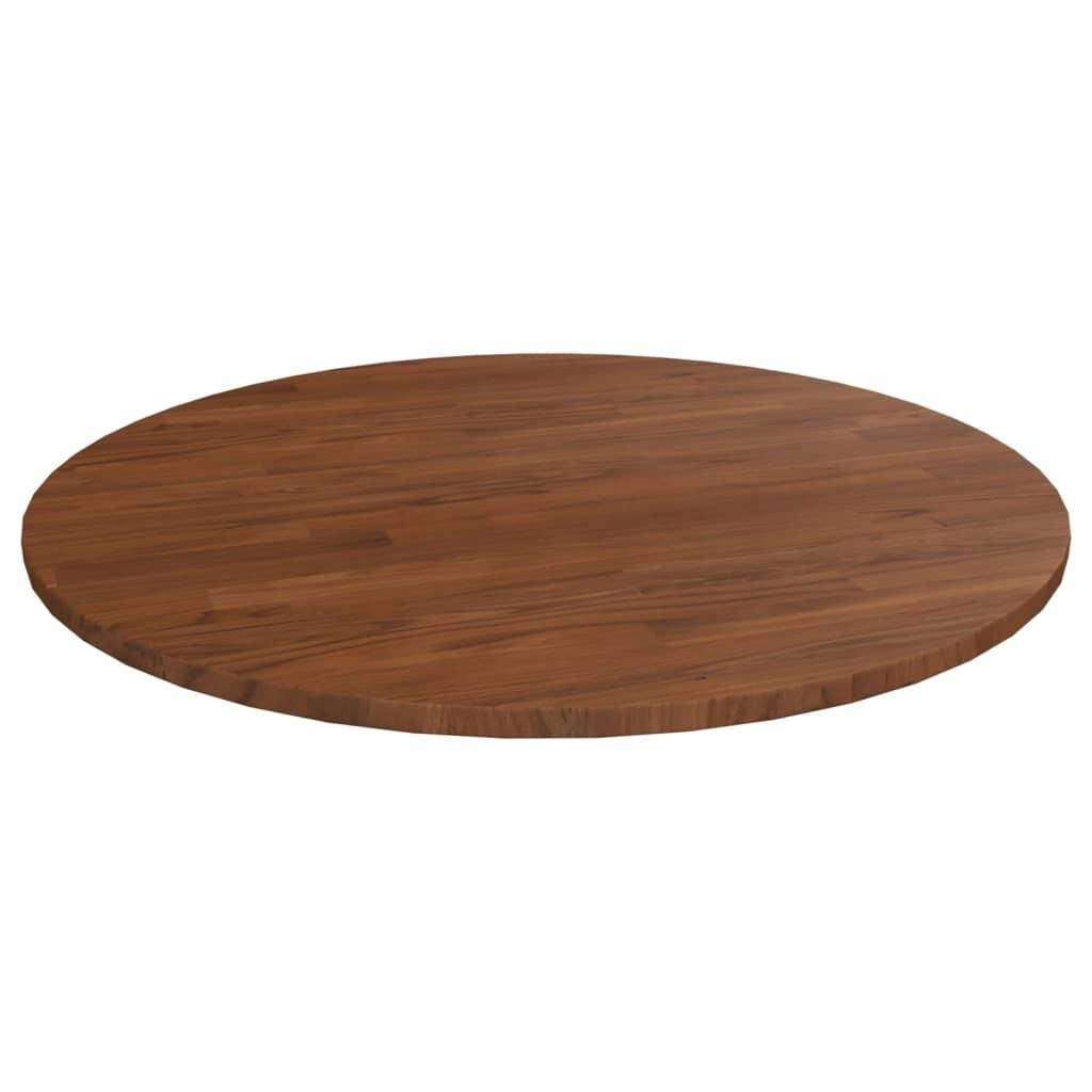 Rund bordplade Ø90x1,5 cm behandlet massivt egetræ mørkebrun