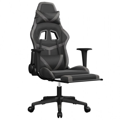 Gamingstol med massage og fodstøtte - sort/grå
