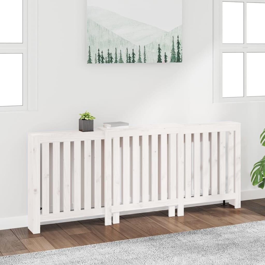 Radiatorskjuler 210x21x85 cm massivt fyrretræ hvid