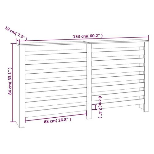 Radiatorskjuler 153x19x84 cm massivt fyrretræ hvid
